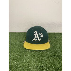 vintage Oakland Athletics hat cap fitted 7 1/8 yellow green new era 59fifty mens